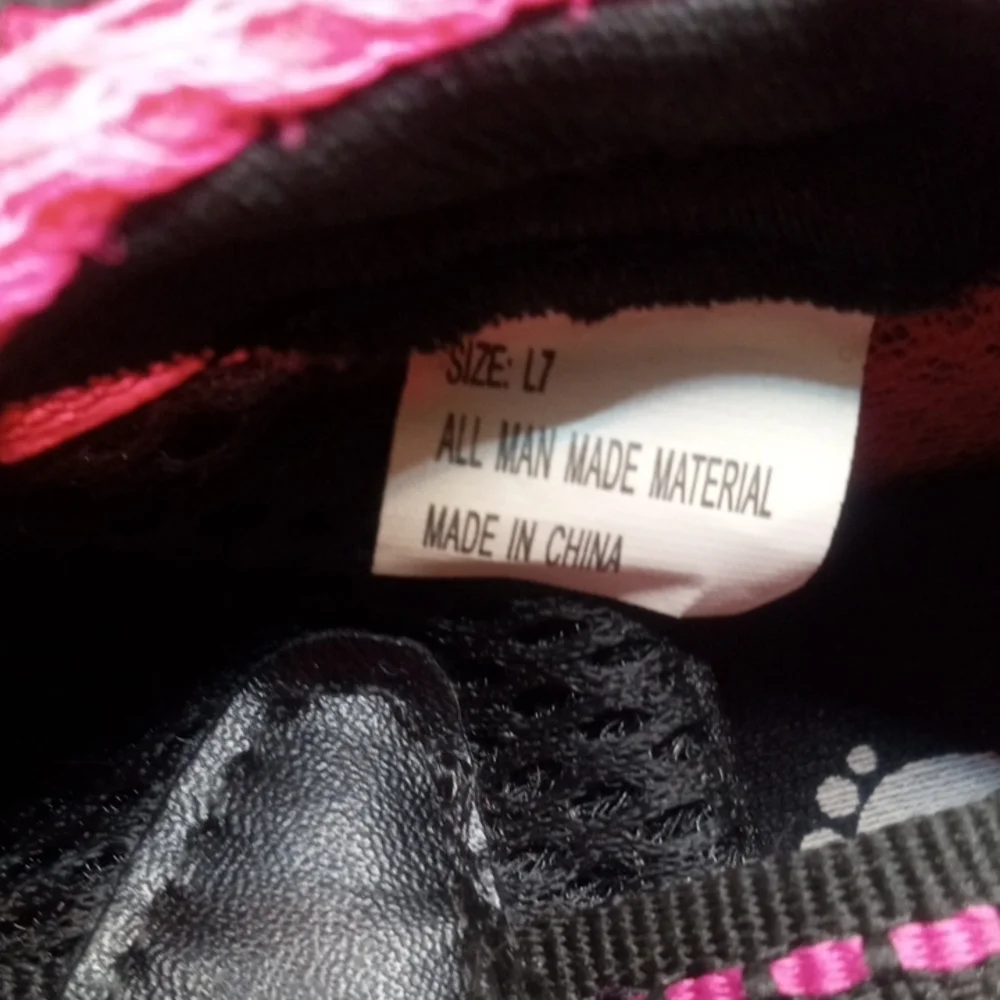 Ladies Size 7 Pink and Black Water Shoes with Rugged Sole and Breathable Mesh